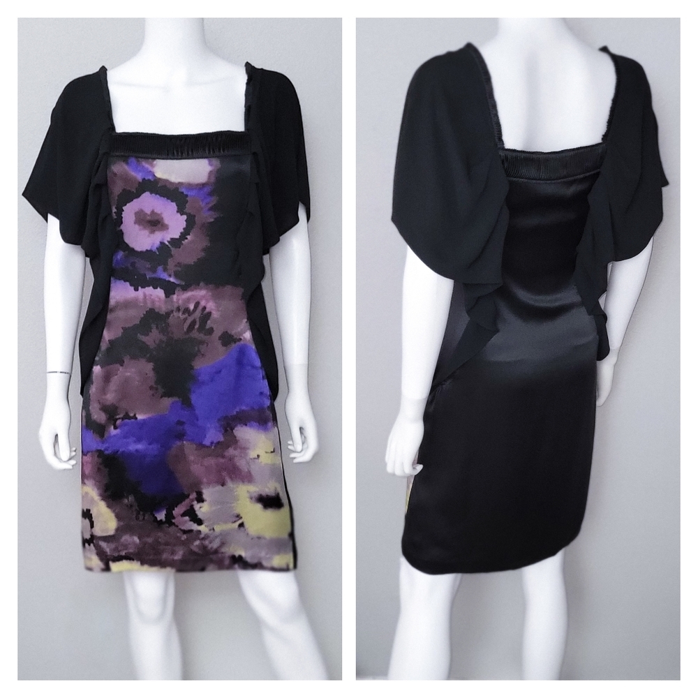 TED BAKER Dress • Floral Silk • Ruffle Sleeve • S (1)
